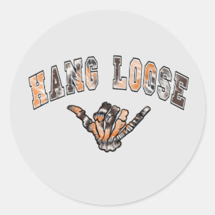 Redonda Pegatina Skeleton Hang Loose