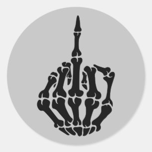Redonda Pegatina Skeleton Middle Finger Halloween