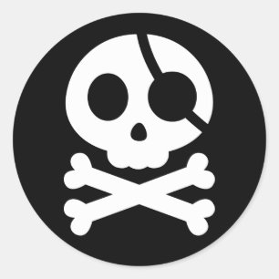 Redonda Pegatina Skull and Crossbone
