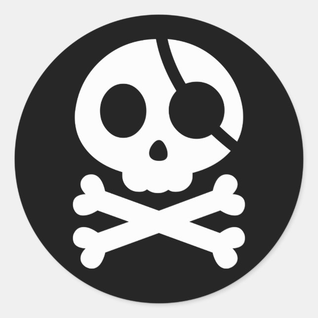 Redonda Pegatina Skull and Crossbone (Anverso)