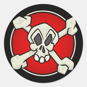Redonda Pegatina Skull and Crossbone