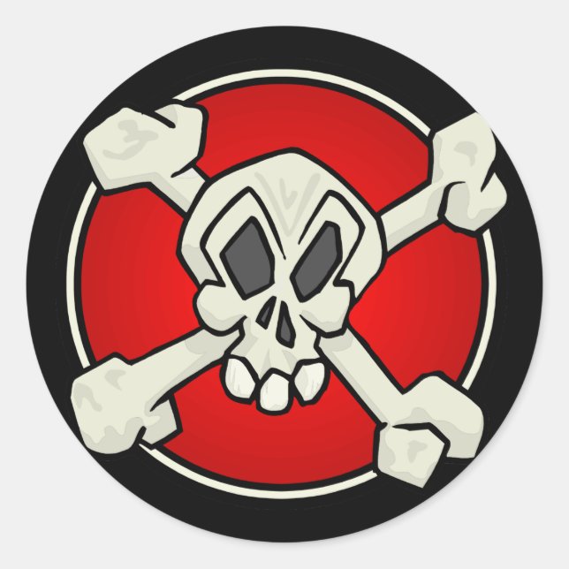 Redonda Pegatina Skull and Crossbone (Anverso)