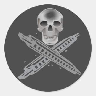 Redonda Pegatina Skull and Harpbone
