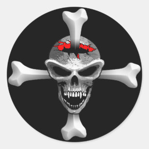 Redonda Pegatina Skull Bones