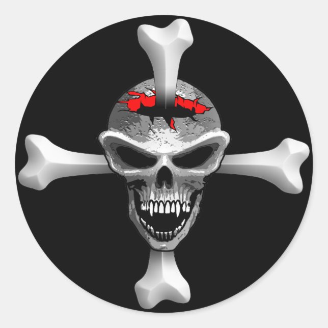 Redonda Pegatina Skull Bones (Anverso)
