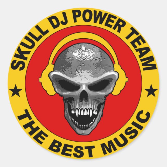 Redonda Pegatina Skull DJ (Anverso)