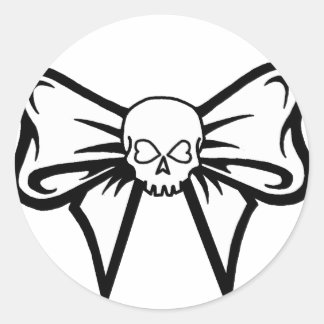 Redonda Pegatina Skull-N-Bow