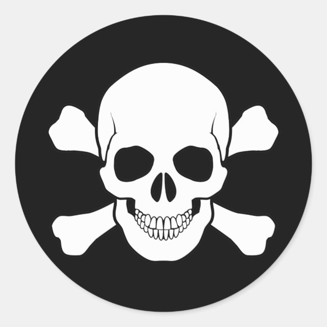 REDONDA PEGATINA SKULL Y CROSSBONES (Anverso)