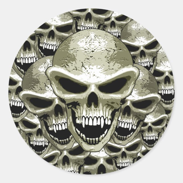 Redonda Pegatina Skulls (Anverso)