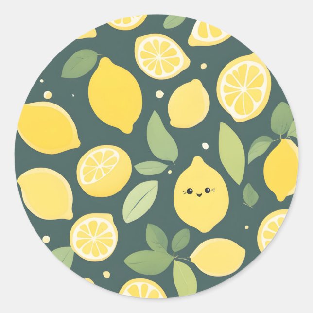Redonda Pegatina Smile Lemon (Anverso)