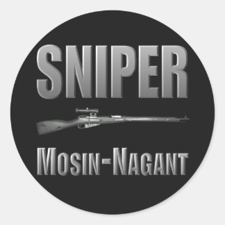 Redonda Pegatina Sniper Mosin-Nagant