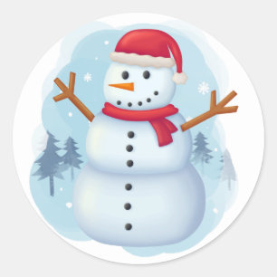 Redonda Pegatina Snowman