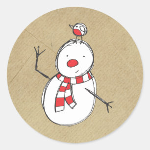 Redonda Pegatina Snowman