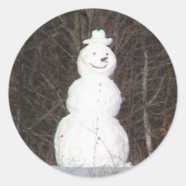 Redonda Pegatina Snowman sonriente