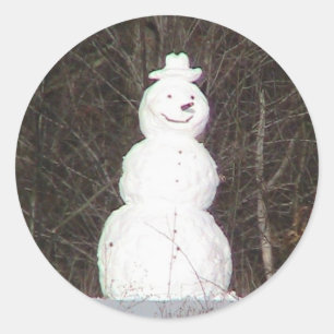 Redonda Pegatina Snowman sonriente