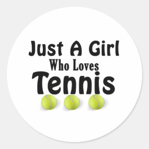 Redonda Pegatina Sólo un Chica que ama el tenis