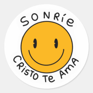 Redonda pegatina sonríe Cristo te ama