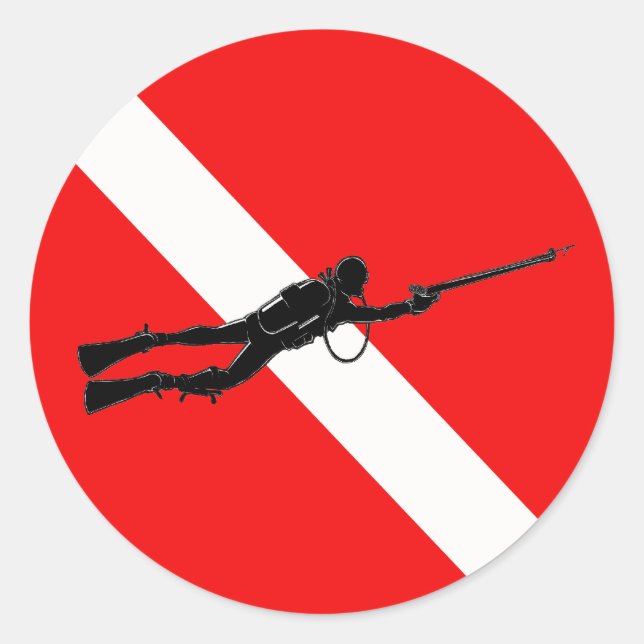 Redonda Pegatina Spearfisherman (Anverso)