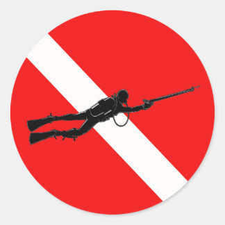 Redonda Pegatina Spearfisherman