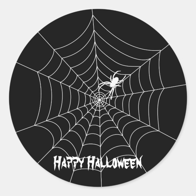 Redonda Pegatina Spider Web Halloween (Anverso)