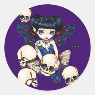 Redonda pegatina "Spiders and Skulls"