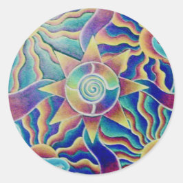 Redonda Pegatina Spiraling Sun Mandala