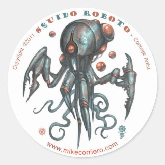 Redonda Pegatina Squidobot-O