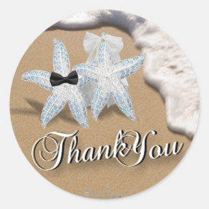 Redonda Pegatina Starfish Bride Groom