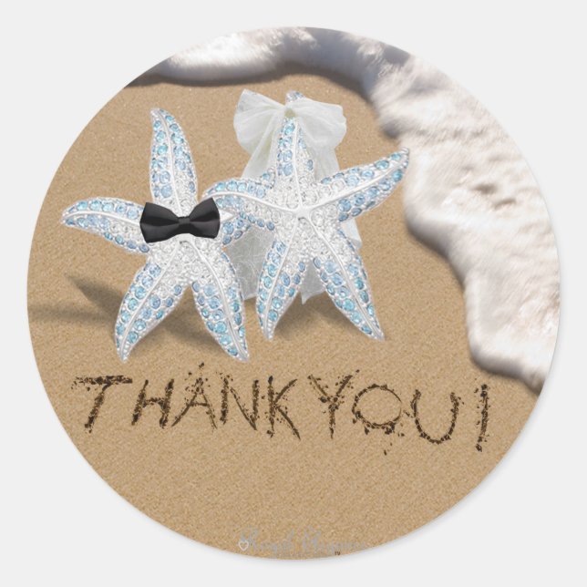 Redonda Pegatina Starfish Bride Groom (Anverso)
