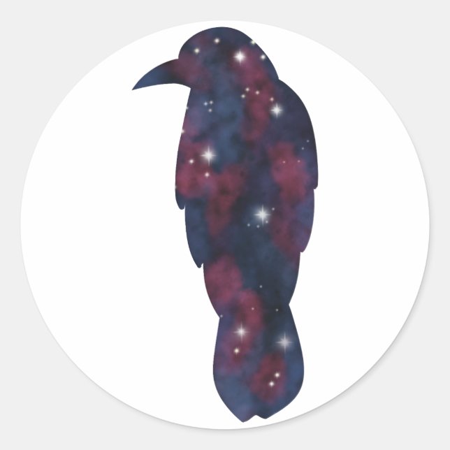 Redonda Pegatina Starscape Crow Oscuro (Anverso)