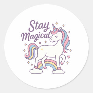 Redonda Pegatina Stay Magical Unicorn