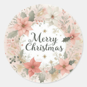 Redonda Pegatina suave de Navidad floral