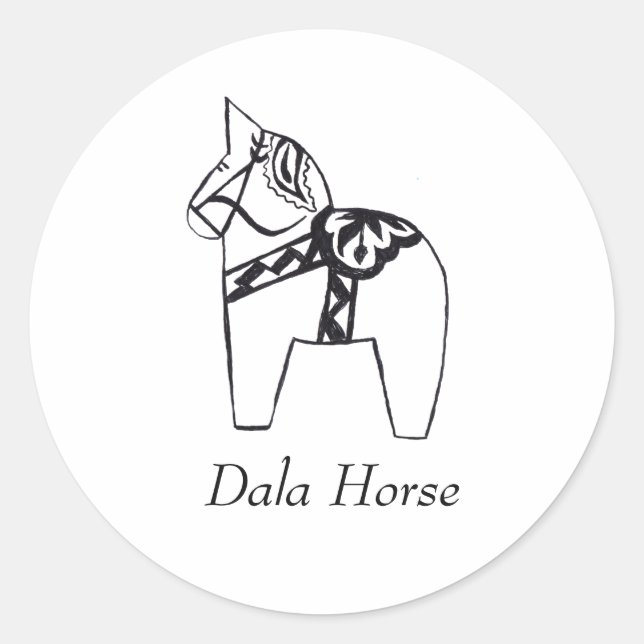 Redonda Pegatina sueco de caballos de Dala (Anverso)