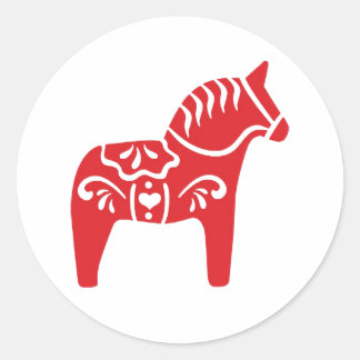 Redonda Pegatina sueco de caballos de Dala