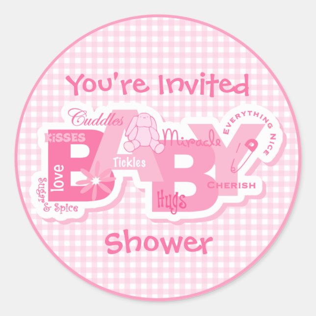 Redonda Pegatina Sugar & Spice Bunny Shower (Anverso)