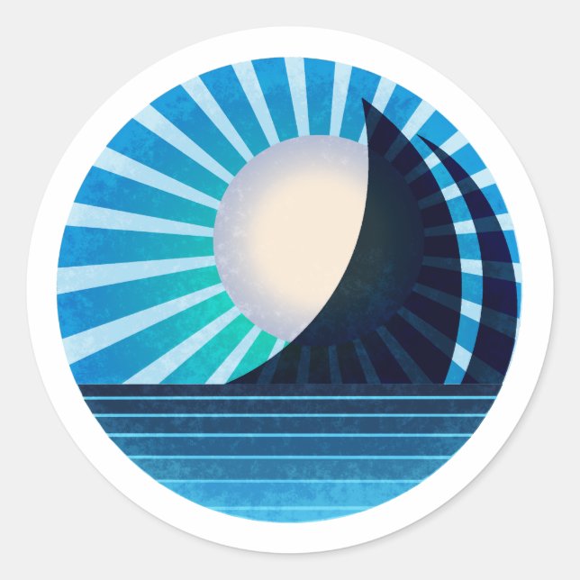 Redonda Pegatina Sunlit Sail Midnight (Anverso)