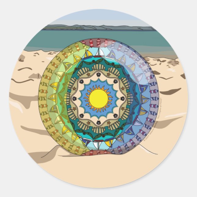 Redonda Pegatina Sunshine de verano (Anverso)