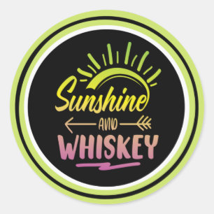 Redonda Pegatina Sunshine y Whiskey