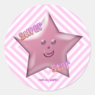Redonda Pegatina Super Star Rosa