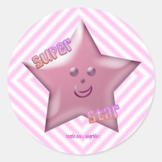 Redonda Pegatina Super Star Rosa