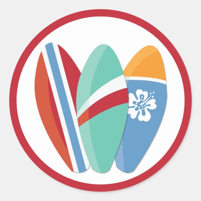 Redonda Pegatina Surfer Fiesta Surfboards (Anverso)
