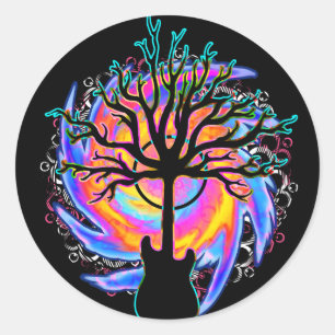 Redonda pegatina surrealista de guitarra "Ciclón Sónico Ps