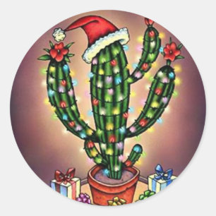 Redonda Pegatina SW Navidades Cactus Cactus Cactus Saguaro