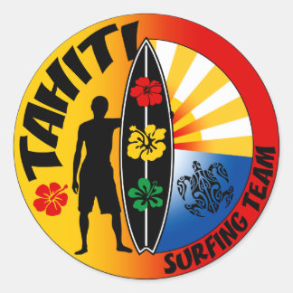 Redonda Pegatina Tahiti Surfing