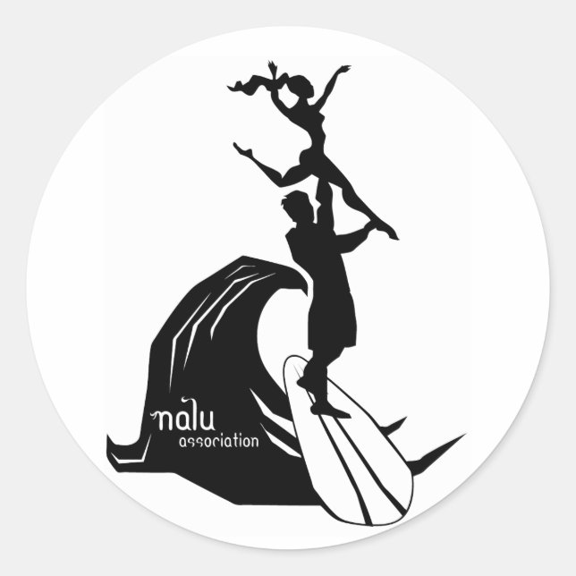 Redonda Pegatina Tandem Surfing Black (Anverso)