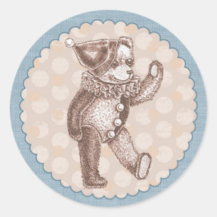 Redonda Pegatina Teddy Bear - Azul