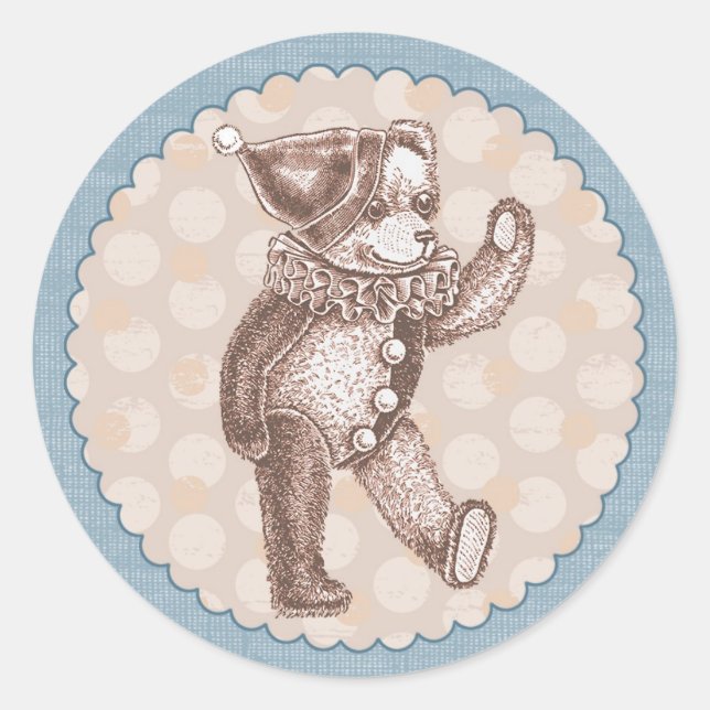 Redonda Pegatina Teddy Bear - Azul (Anverso)