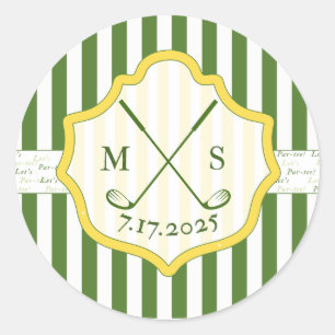 Redonda Pegatina temática de golf con escudo personalizado