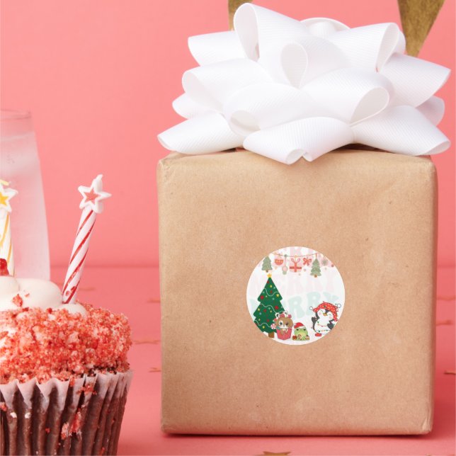 Redonda pegatina temático de los navidades (Fiesta)