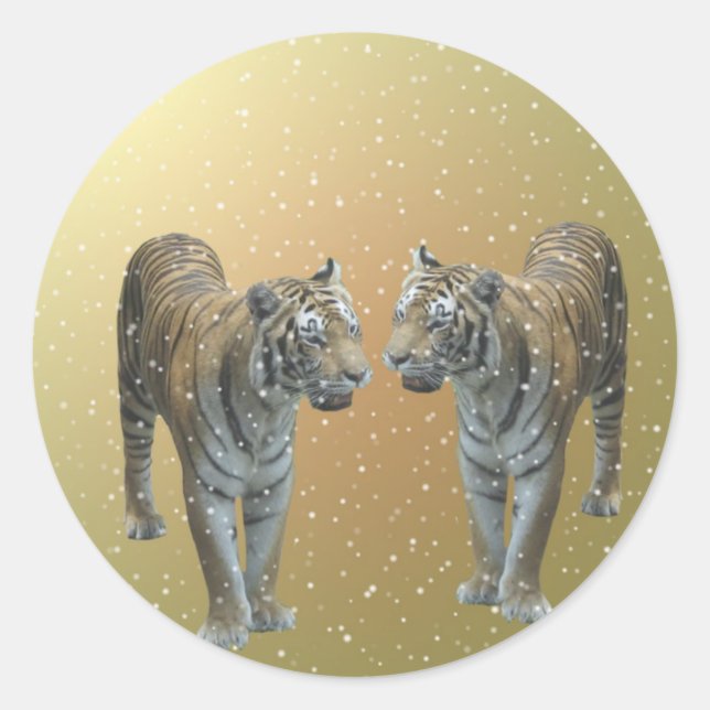 Redonda Pegatina Tiger Buddies (Anverso)